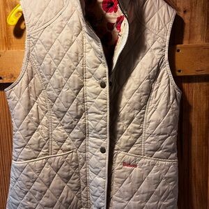 Barbour Women's Quilted Summer Liddesdale Gilet Vest Bone Full Zip Size 8 Pearl
